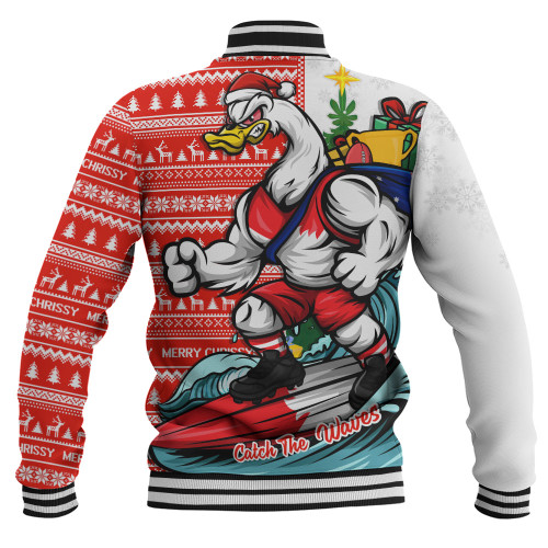 Sydney Swans Baseball Jacket Christmas Holiday Santa Rides The Waves