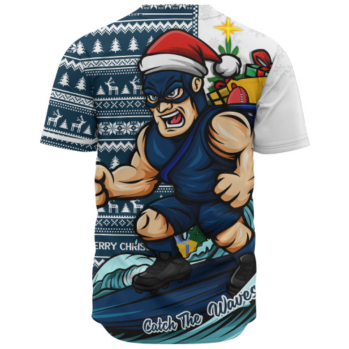 Carlton Baseball Shirt Christmas Holiday Santa Rides The Waves