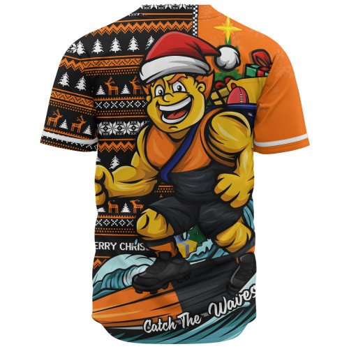 GWS GIANTS Baseball Shirt Christmas Holiday Santa Rides The Waves