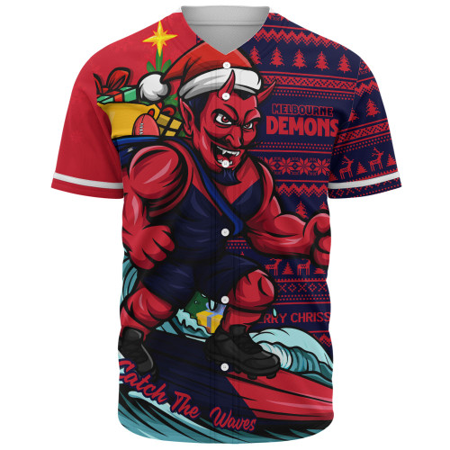 Melbourne Baseball Shirt Christmas Holiday Santa Rides The Waves