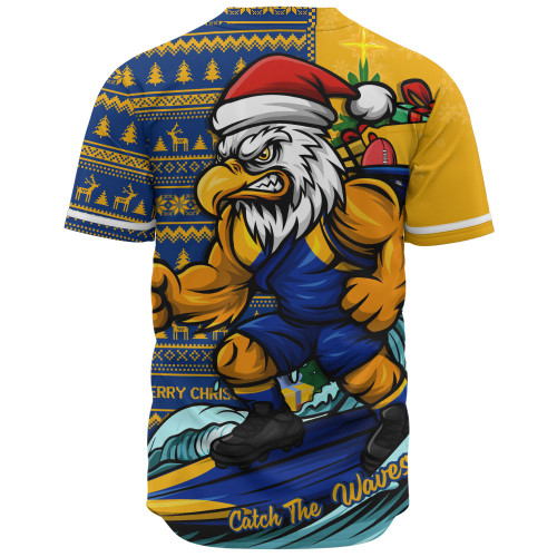 West Coast Eagles Baseball Shirt Christmas Holiday Santa Rides The Waves