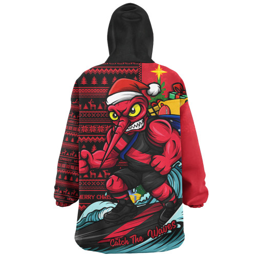 Essendon Snug Hoodie Christmas Holiday Santa Rides The Waves