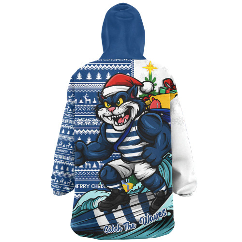 Geelong Cats Snug Hoodie Christmas Holiday Santa Rides The Waves