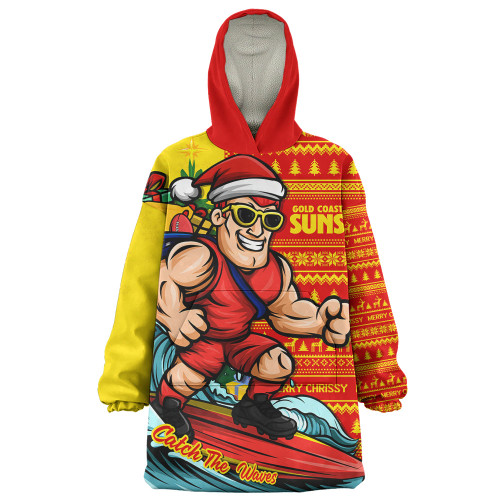 Gold Coast SUNS Snug Hoodie Christmas Holiday Santa Rides The Waves
