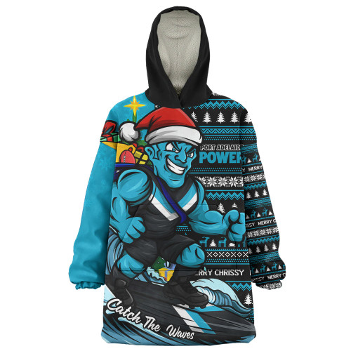 Port Adelaide Snug Hoodie Christmas Holiday Santa Rides The Waves
