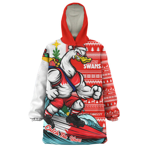 Sydney Swans Snug Hoodie Christmas Holiday Santa Rides The Waves