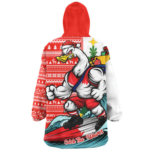Sydney Swans Snug Hoodie Christmas Holiday Santa Rides The Waves