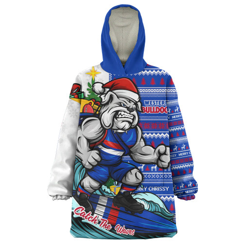 Western Bulldogs Snug Hoodie Christmas Holiday Santa Rides The Waves