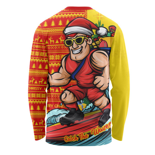 Gold Coast SUNS Long Sleeve T-shirt Christmas Holiday Santa Rides The Waves