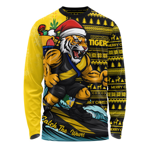 Richmond Long Sleeve T-shirt Christmas Holiday Santa Rides The Waves