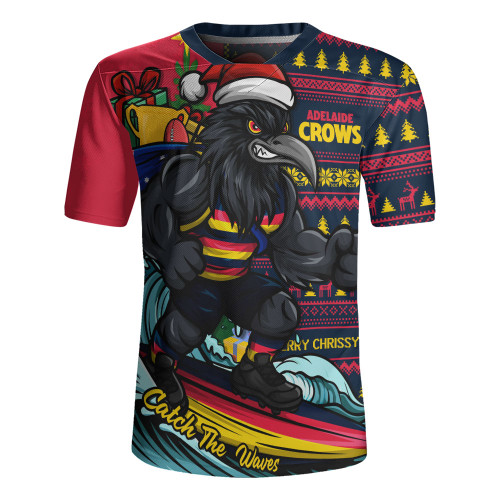 Adelaide Crows Rugby Jersey Christmas Holiday Santa Rides The Waves