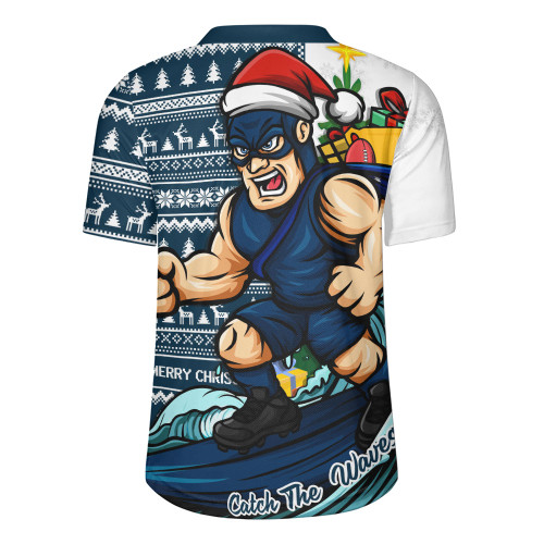 Carlton Rugby Jersey Christmas Holiday Santa Rides The Waves