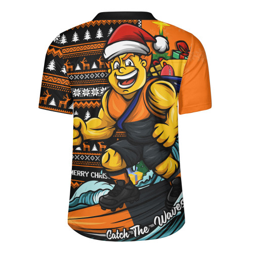 GWS GIANTS Rugby Jersey Christmas Holiday Santa Rides The Waves