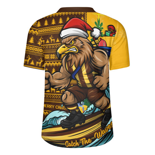 Hawthorn Rugby Jersey Christmas Holiday Santa Rides The Waves