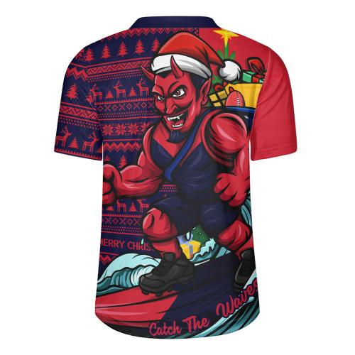 Melbourne Rugby Jersey Christmas Holiday Santa Rides The Waves