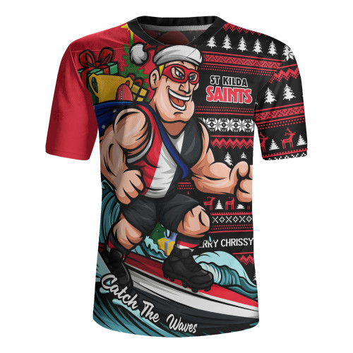 St Kilda Rugby Jersey Christmas Holiday Santa Rides The Waves
