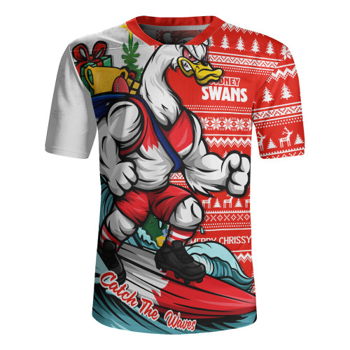 Sydney Swans Rugby Jersey Christmas Holiday Santa Rides The Waves