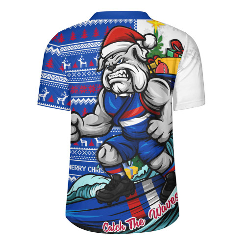 Western Bulldogs Rugby Jersey Christmas Holiday Santa Rides The Waves