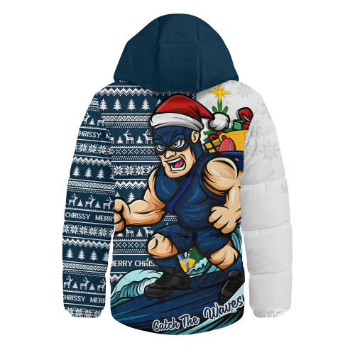 Carlton Hooded Padded Jacket Christmas Holiday Santa Rides The Waves
