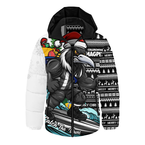 Collingwood Hooded Padded Jacket Christmas Holiday Santa Rides The Waves