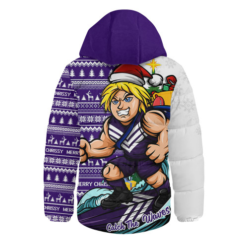Fremantle Hooded Padded Jacket Christmas Holiday Santa Rides The Waves