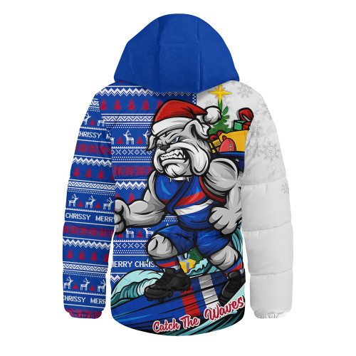Western Bulldogs Hooded Padded Jacket Christmas Holiday Santa Rides The Waves
