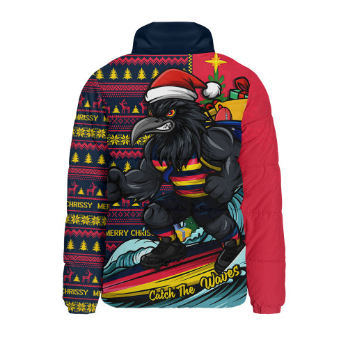 Adelaide Crows Padded Jacket Christmas Holiday Santa Rides The Waves