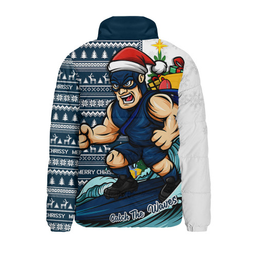 Carlton Padded Jacket Christmas Holiday Santa Rides The Waves