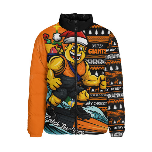 GWS GIANTS Padded Jacket Christmas Holiday Santa Rides The Waves
