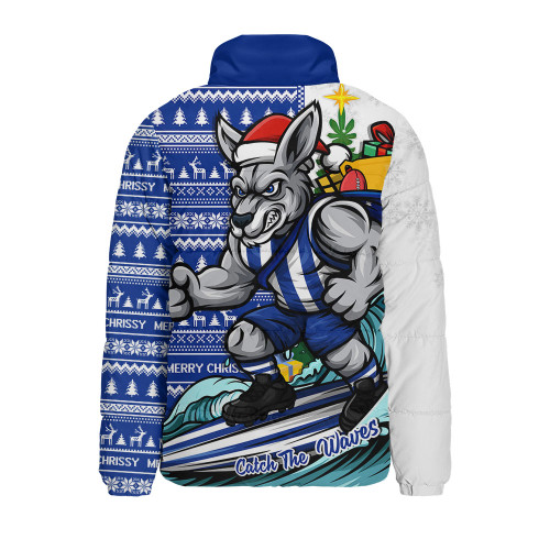 North Melbourne Padded Jacket Christmas Holiday Santa Rides The Waves