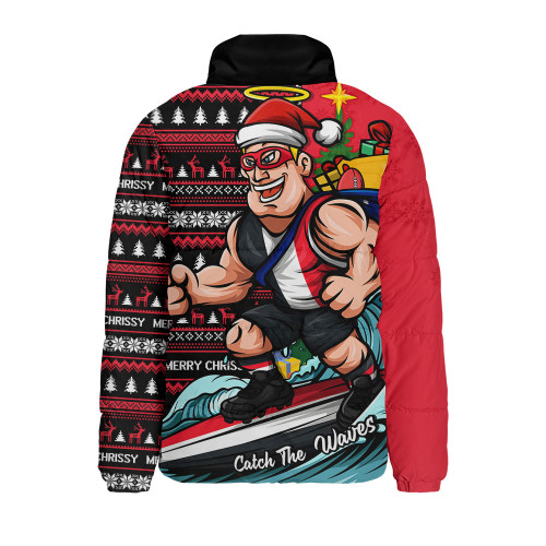 St Kilda Padded Jacket Christmas Holiday Santa Rides The Waves