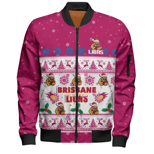 Brisbane Lions Bomber Jacket Special Ugly Christmas Holiday Footy Fans