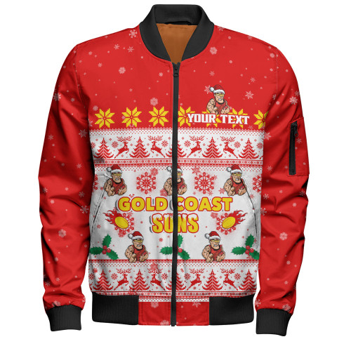 Gold Coast SUNS Bomber Jacket Special Ugly Christmas Holiday Footy Fans