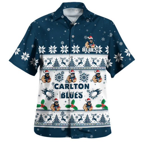 Carlton Hawaiian Shirt Special Ugly Christmas Holiday Footy Fans
