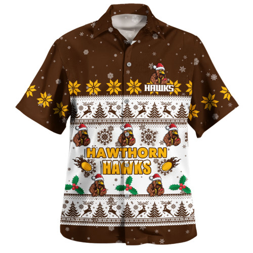 Hawthorn Hawaiian Shirt Special Ugly Christmas Holiday Footy Fans