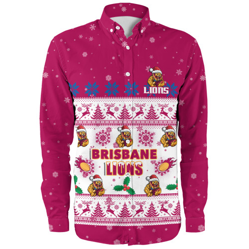 Brisbane Lions Long Sleeve Shirt Special Ugly Christmas Holiday Footy Fans