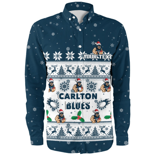 Carlton Long Sleeve Shirt Special Ugly Christmas Holiday Footy Fans
