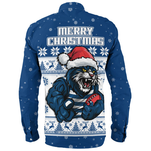 Geelong Cats Long Sleeve Shirt Special Ugly Christmas Holiday Footy Fans
