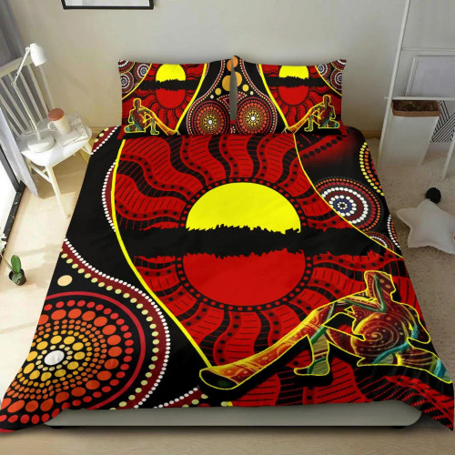 Australia Bedding Set - Australia Aboriginal Dots With Didgeridoo Australia Bedding Set - Australia Aboriginal Dots With Didgeridoo