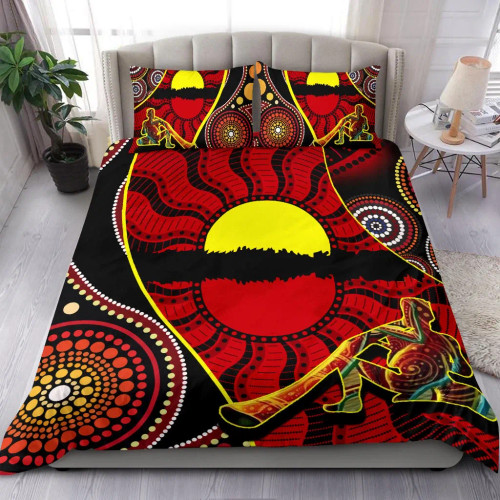 Australia Bedding Set - Australia Aboriginal Dots With Didgeridoo Australia Bedding Set - Australia Aboriginal Dots With Didgeridoo
