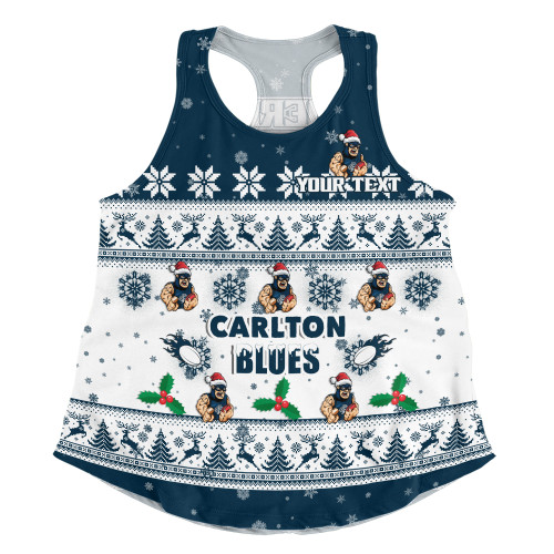 Carlton Women Racerback Singlet Special Ugly Christmas Holiday Footy Fans