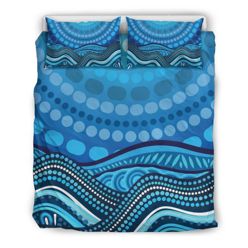 Australia Aboriginal Bedding Set - Blue Circle ABoriginal Art Australia Aboriginal Bedding Set - Blue Circle ABoriginal Art