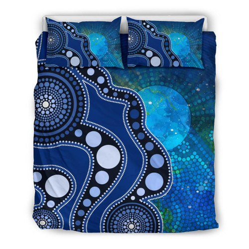 Australia Aboriginal Bedding Set - Australia Indigenous Flag Circle Dot Painting Art (Blue) Australia Aboriginal Bedding Set - Australia Indigenous Flag Circle Dot Painting Art (Blue)