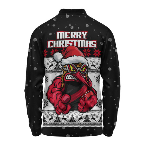 Essendon Long Sleeve Polo Shirt Special Ugly Christmas Holiday Footy Fans