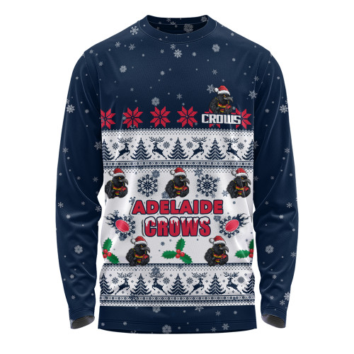 Adelaide Crows Long Sleeve T-shirt Special Ugly Christmas Holiday Footy Fans