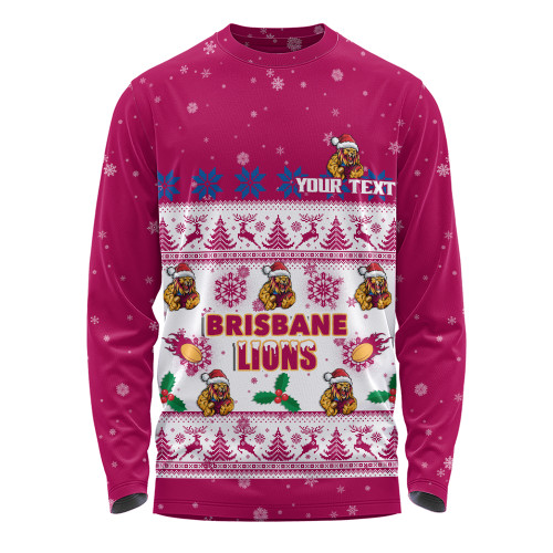 Brisbane Lions Long Sleeve T-shirt Special Ugly Christmas Holiday Footy Fans