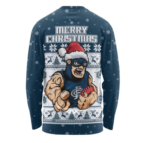 Carlton Long Sleeve T-shirt Special Ugly Christmas Holiday Footy Fans