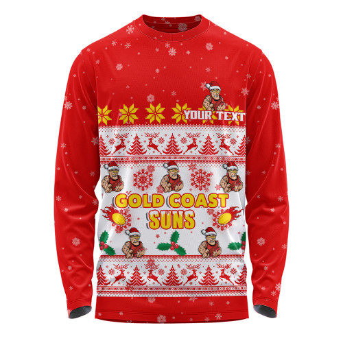 Gold Coast SUNS Long Sleeve T-shirt Special Ugly Christmas Holiday Footy Fans