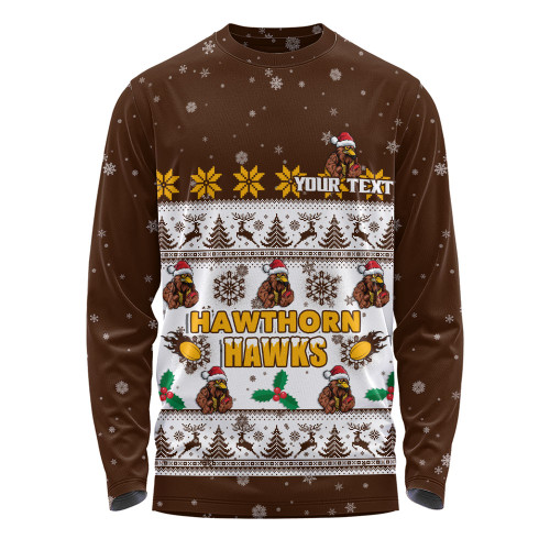 Hawthorn Long Sleeve T-shirt Special Ugly Christmas Holiday Footy Fans