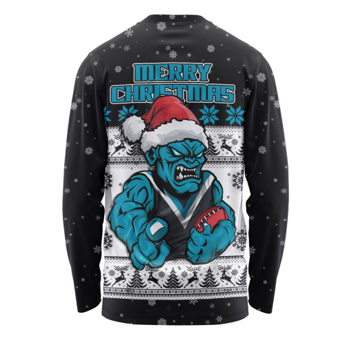 Port Adelaide Long Sleeve T-shirt Special Ugly Christmas Holiday Footy Fans